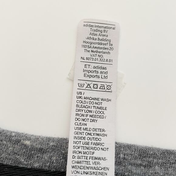 Adidas Logo V-Neck  Short Sleeve Tee Gray Small - Picture 5 of 10